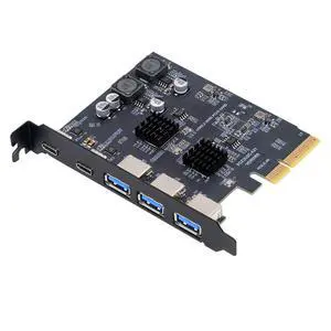 USB3.0 Type-A Three Ports Back Panel Socket & Dual USB3.1 Type-C USB-C to PCI-E Express Card Adapter ASM3142 VL822 USB3.0 Type-A Three Ports Back Panel Socket & Dual USB3.1 Type-C USB-C to PCI-E Express Card Adapter ASM3142 VL822