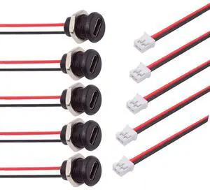 5pcs/Set Reversible Type C Female DIY OEM Socket to 2Pin Header Cable Pitch=2.0mm Panel Mount Type DC 5V Power 5pcs/Set Reversible Type C Female DIY OEM Socket to 2Pin Header Cable Pitch=2.0mm Panel Mount Type DC 5V Power