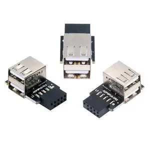 3pcs/Set Motherboard 9Pin/10Pin Front Panel Header Female to Dual USB 2.0 Female Adapter Vertical Angled Type 90 Degree 3pcs/Set Motherboard 9Pin/10Pin Front Panel Header Female to Dual USB 2.0 Female Adapter Vertical Angled Type 90 Degree
