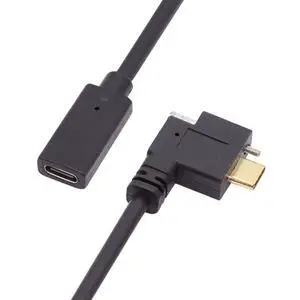Right Angled 10Gbps USB 3.1 USB-C Type C Extension Data Screw Locking Cable Male to Female for Realsense Camera VR Quest Link Right Angled 10Gbps USB 3.1 USB-C Type C Extension Data Screw Locking Cable Male to Female for Realsense Camera VR Quest Link
