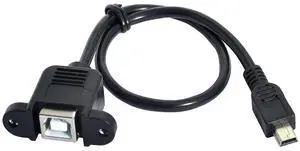 5pin Mini USB 5pin Male to USB B Female Panel Mount Type Cable 20cm with Screws 5pin Mini USB 5pin Male to USB B Female Panel Mount Type Cable 20cm with Screws
