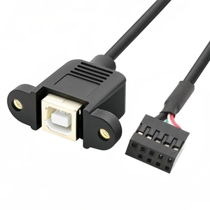 USB 2.0 9pin 10pin Motherboard Header to USB Standard Type-B Female Extension Cable with Nuts for Panel Mount USB 2.0 9pin 10pin Motherboard Header to USB Standard Type-B Female Extension Cable with Nuts for Panel Mount