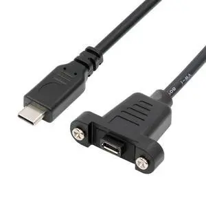 USB C to Micro USB 2.0 5Pin Data Charge Extension Cable with Panel Mount Holes 50cm USB C to Micro USB 2.0 5Pin Data Charge Extension Cable with Panel Mount Holes 50cm