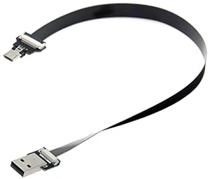 USB 2.0 Type-A Male to Micro USB 5Pin Male Data Flat Slim FPC Cable for FPV & Disk & Phone 50cm USB 2.0 Type-A Male to Micro USB 5Pin Male Data Flat Slim FPC Cable for FPV & Disk & Phone 50cm