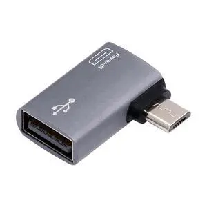 Micro USB 2.0 to USB Standard Type-A Female OTG Host Adapter Left Angled 90 Degree with Micro USB Power for Phone Tablet Micro USB 2.0 to USB Standard Type-A Female OTG Host Adapter Left Angled 90 Degree with Micro USB Power for Phone Tablet
