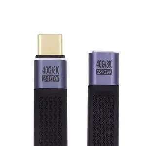 USB4 40Gbps Extension Straight Cable Male to Female Slim Flat with 240W Power and 8K@60Hz Video 13cm USB4 40Gbps Extension Straight Cable Male to Female Slim Flat with 240W Power and 8K@60Hz Video 13cm