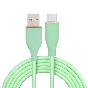 USB2.0 480bps to USB-C 15W Liquid Silicone Ultra Soft Power Data Cable USB-A Type A Fast Charge for Laptop Tablet Phone Green 1M USB2.0 480bps to USB-C 15W Liquid Silicone Ultra Soft Power Data Cable USB-A Type A Fast Charge for Laptop Tablet Phone Green 1M