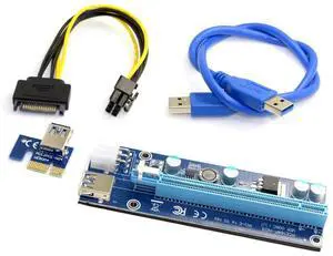 PCI-E 1x to 16x Mining Machine Enhanced Extender Riser Adapter with USB 3.0 & SATA Power Cable PCI-E 1x to 16x Mining Machine Enhanced Extender Riser Adapter with USB 3.0 & SATA Power Cable