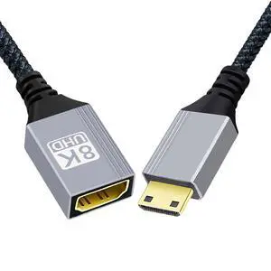 MINI HDMI 2.1 8K Type-C Male to HDMI Female Extension HDTV Cable for DV Camera Laptop Portable Monitor MINI HDMI 2.1 8K Type-C Male to HDMI Female Extension HDTV Cable for DV Camera Laptop Portable Monitor