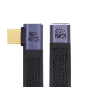 USB4 40Gbps Extension Cable Slim Flat Male to Female with 240W Power and 8K@60Hz Video Right Angled 13cm USB4 40Gbps Extension Cable Slim Flat Male to Female with 240W Power and 8K@60Hz Video Right Angled 13cm