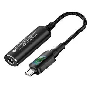 DC 5.5x2.1mm Input to USB-C Output Cable with Smart LED Display Power Display Supports PD 20V/7A Fast Charging for Laptops Phones and Tablets DC 5.5x2.1mm Input to USB-C Output Cable with Smart LED Display Power Display Supports PD 20V/7A Fast Charging for Laptops Phones and Tablets