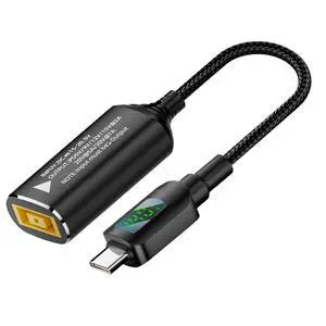 Rectangle Jack Input to USB-C Output Cable with Smart LED Display Power Display Supports PD 20V/7A Fast Charging for Laptops Phones and Tablets Rectangle Jack Input to USB-C Output Cable with Smart LED Display Power Display Supports PD 20V/7A Fast Charging for Laptops Phones and Tablets