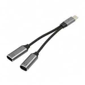 USB-C to Dual-C Female Audio DAC AUX Music 16bit 48kHz & 100W PD Power Cable for Laptop Tablet Phone USB-C to Dual-C Female Audio DAC AUX Music 16bit 48kHz & 100W PD Power Cable for Laptop Tablet Phone