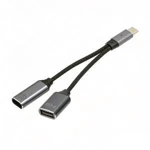 USB-C to USB2.0 Type-A OTG & 100W PD Power Cable for Laptop Tablet Phone USB-C to USB2.0 Type-A OTG & 100W PD Power Cable for Laptop Tablet Phone