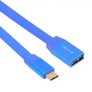 10Gbps USB-C OTG Ultra Flat Slim Type-C Male to USB3.0 Type-A Female Cable On-the-Go Blue for Laptop Computer Disk SSD Camera Data 20CM 10Gbps USB-C OTG Ultra Flat Slim Type-C Male to USB3.0 Type-A Female Cable On-the-Go Blue for Laptop Computer Disk SSD Camera Data 20CM