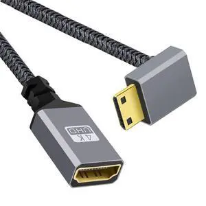 4K Type-C 90 Degree Down Angled MINI HDMI 1.4 Male to HDMI Female Extension Cable for DV MP4 Camera DC Laptop 4K Type-C 90 Degree Down Angled MINI HDMI 1.4 Male to HDMI Female Extension Cable for DV MP4 Camera DC Laptop