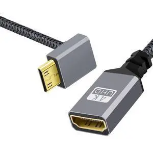 4K Type-C 90 Degree Up Angled MINI HDMI 1.4 Male to HDMI Female Extension Cable for DV MP4 Camera DC Laptop 4K Type-C 90 Degree Up Angled MINI HDMI 1.4 Male to HDMI Female Extension Cable for DV MP4 Camera DC Laptop