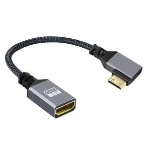 4K Type-C 90 Degree Left Angled MINI HDMI 1.4 Male to HDMI Female Extension Cable for DV MP4 Camera DC Laptop 4K Type-C 90 Degree Left Angled MINI HDMI 1.4 Male to HDMI Female Extension Cable for DV MP4 Camera DC Laptop