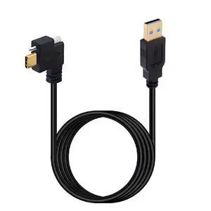 USB 3.1 Type-C Single Locking Screw Left Right Angled to USB3.0 Type-A Male to Male Data Power Cable for Camera 5M USB 3.1 Type-C Single Locking Screw Left Right Angled to USB3.0 Type-A Male to Male Data Power Cable for Camera 5M