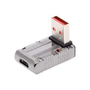 10Gbps Data USB-C USB 3.1 Type C Female to USB 3.0 Type-A Male Down Angled Low Profile Type 90 Degree 120W Power Adapter Mecha Cyberpunk Style 10Gbps Data USB-C USB 3.1 Type C Female to USB 3.0 Type-A Male Down Angled Low Profile Type 90 Degree 120W Power Adapter Mecha Cyberpunk Style
