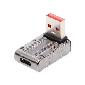 10Gbps Data USB-C USB 3.1 Type C Female to USB 3.0 Type-A Male Up Angled Low Profile Type 90 Degree 120W Power Adapter Mecha Cyberpunk Style 10Gbps Data USB-C USB 3.1 Type C Female to USB 3.0 Type-A Male Up Angled Low Profile Type 90 Degree 120W Power Adapter Mecha Cyberpunk Style
