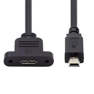 480Mbps 5Pin Mini USB 2.0 Male to Micro USB 3.0 Type-B Female Screw Mount Type Extension Cable 50cm 480Mbps 5Pin Mini USB 2.0 Male to Micro USB 3.0 Type-B Female Screw Mount Type Extension Cable 50cm