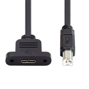 480Mbps USB2.0 Type-B Male to Micro USB 3.0 Type-B Female Screw Mount Type Extension Cable 50cm 480Mbps USB2.0 Type-B Male to Micro USB 3.0 Type-B Female Screw Mount Type Extension Cable 50cm