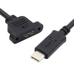 5Gbps USB 3.0 Type C Male to Micro USB 3.0 Female Type-B Screw Mount Type Extension Cable 50CM 5Gbps USB 3.0 Type C Male to Micro USB 3.0 Female Type-B Screw Mount Type Extension Cable 50CM