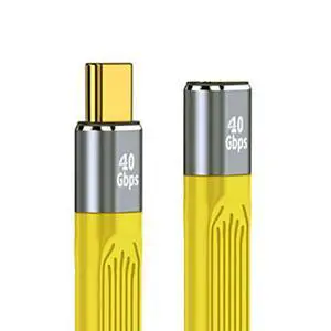 Yellow USB4 Extension Cable Slim Flat Male to Female 40Gbps with 100W Charging and 8K@60Hz USB4.0 Yellow USB4 Extension Cable Slim Flat Male to Female 40Gbps with 100W Charging and 8K@60Hz USB4.0