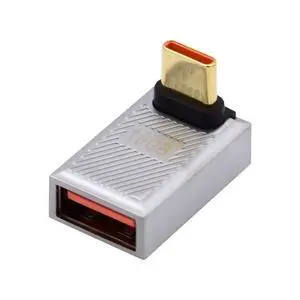 USB C Connector USB 3.0 to USB C OTG Data 10Gbps PD 120W Power Adapter Alloy Shell 90 Degree UP Angled USB C Connector USB 3.0 to USB C OTG Data 10Gbps PD 120W Power Adapter Alloy Shell 90 Degree UP Angled