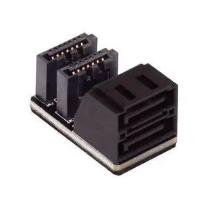 Dual SATA 7Pin Male to 7Pin Female Vertical 90 Degree Angled Expansion Adapter Low Profile for Desktops SSD HDD Mainboard Motherboard Dual SATA 7Pin Male to 7Pin Female Vertical 90 Degree Angled Expansion Adapter Low Profile for Desktops SSD HDD Mainboard Motherboard