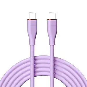 USB C to C Silicone Cable,USB 2.0 Type C PD 65W Fast Charge Data Extension Cable Compatible with iPhone 15 Purple 3.28FT/1.0M USB C to C Silicone Cable,USB 2.0 Type C PD 65W Fast Charge Data Extension Cable Compatible with iPhone 15 Purple 3.28FT/1.0M