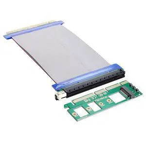 NGFF M-Key NVME AHCI SSD to PCI-E 3.0 16x x16 Vertical Adapter with PCI-E Male to Female Extension Cable NGFF M-Key NVME AHCI SSD to PCI-E 3.0 16x x16 Vertical Adapter with PCI-E Male to Female Extension Cable