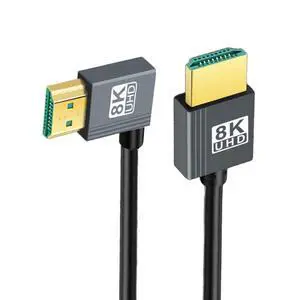HDMI 2.1 Cable,HDMI Male to Male 90 Degree Right Angled 8K@60Hz 4K@120Hz 48Gbps Ultra High-Speed Flexibility Gold-Plated Cable 1.0M for TV, Monitor, Computer HDMI 2.1 Cable,HDMI Male to Male 90 Degree Right Angled 8K@60Hz 4K@120Hz 48Gbps Ultra High-Speed Flexibility Gold-Plated Cable 1.0M for TV, Monitor, Computer