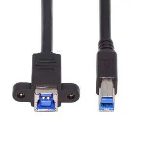 0.98FT USB 3.0 Type-B Cable,USB 3.0 Type-B to USB-B Data Extension Cable with Panel Mount Holes 0.98FT USB 3.0 Type-B Cable,USB 3.0 Type-B to USB-B Data Extension Cable with Panel Mount Holes