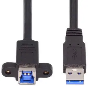 0.98FT USB 3.0 Type-B Cable,USB-A to USB-B Data Extension Cable with Panel Mount Holes 0.98FT USB 3.0 Type-B Cable,USB-A to USB-B Data Extension Cable with Panel Mount Holes