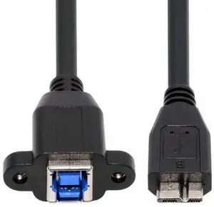 0.98FT USB 3.0 Type-B Cable,USB 3.0 Micro-B to USB-B Data Extension Cable with Panel Mount Holes 0.98FT USB 3.0 Type-B Cable,USB 3.0 Micro-B to USB-B Data Extension Cable with Panel Mount Holes