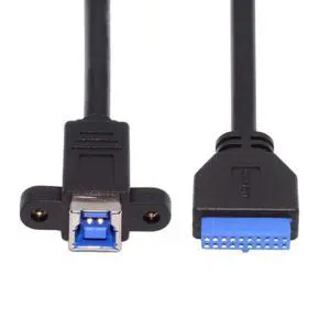 0.98FT USB 3.0 Type-B Cable,USB-20Pin to USB-B Data Extension Cable with Panel Mount Holes 0.98FT USB 3.0 Type-B Cable,USB-20Pin to USB-B Data Extension Cable with Panel Mount Holes
