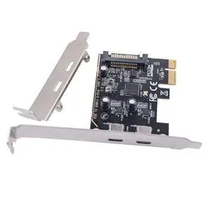 2 Port PCI-E 1X to 2 USB C HUB PCI Express Expansion Card Adapter with 80/120mm PCI-E Slot Bracket with Extra SATA Power 2 Port PCI-E 1X to 2 USB C HUB PCI Express Expansion Card Adapter with 80/120mm PCI-E Slot Bracket with Extra SATA Power