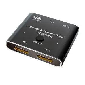 DisplayPort 16K Switch Splitter HUB 2 in 1 Out Support Bi-Direction Display HDCP SST 16K@60hz 4K@240hz Convertor DisplayPort 16K Switch Splitter HUB 2 in 1 Out Support Bi-Direction Display HDCP SST 16K@60hz 4K@240hz Convertor