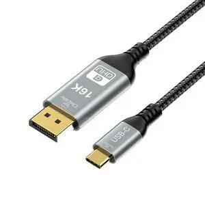 USB C to 80Gbps DisplayPort 2.1 Cable Supports 16K@30Hz with DSC, 10K@60Hz, 8K@60Hz, 4K@240/165/144Hz, 2K@240/165/120Hz 6.56FT USB C to 80Gbps DisplayPort 2.1 Cable Supports 16K@30Hz with DSC, 10K@60Hz, 8K@60Hz, 4K@240/165/144Hz, 2K@240/165/120Hz 6.56FT