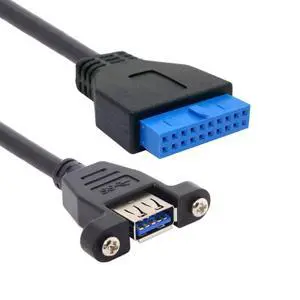 20cm USB 3.0 20Pin 19Pin Motherboard to USB 3.0 Extension Data Cable for Front Panel Screw Mount Type 20cm USB 3.0 20Pin 19Pin Motherboard to USB 3.0 Extension Data Cable for Front Panel Screw Mount Type