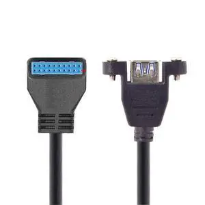 USB 3.0 20Pin Motherboard to USB 3.0 Extension Data Cable for Front Panel Screw Mount Type 90 Degree UP Angled USB 3.0 20Pin Motherboard to USB 3.0 Extension Data Cable for Front Panel Screw Mount Type 90 Degree UP Angled
