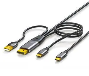 Displayport to USB C Cable 4k@60hz with USB Power Supply Support Touch Display for Host Connected to Portable Screen/VR Glasses 6.56FT/2.0M Displayport to USB C Cable 4k@60hz with USB Power Supply Support Touch Display for Host Connected to Portable Screen/VR Glasses 6.56FT/2.0M