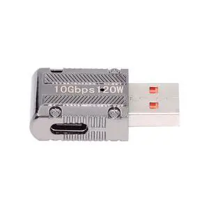 USB C to USB 3.0 Data 10Gbps Power 120W Connector Adapter Mecha Cyberpunk Style 90 Degree Left Angled Slim Type USB C to USB 3.0 Data 10Gbps Power 120W Connector Adapter Mecha Cyberpunk Style 90 Degree Left Angled Slim Type