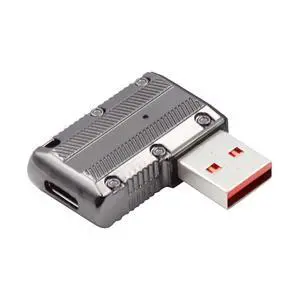 USB C to USB 3.0 Data 10Gbps Power 120W Connector Adapter Mecha Cyberpunk Style 90 Degree Left Angled Flat Type USB C to USB 3.0 Data 10Gbps Power 120W Connector Adapter Mecha Cyberpunk Style 90 Degree Left Angled Flat Type