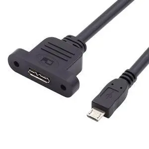 USB 3.0 Micro-B Female Screw Mount Type to Micro USB 2.0 5Pin Male Extension Cable 480Mbps USB 3.0 Micro-B Female Screw Mount Type to Micro USB 2.0 5Pin Male Extension Cable 480Mbps