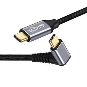 USB C Cable,USB 3.1 Gen 2 Type C to C 10Gbps Data Transfer PD 100W Fast Charging 90 Degree UP Angled Nylon Braided Cable Support Video Output 9.84FT/3.0M USB C Cable,USB 3.1 Gen 2 Type C to C 10Gbps Data Transfer PD 100W Fast Charging 90 Degree UP Angled Nylon Braided Cable Support Video Output 9.84FT/3.0M