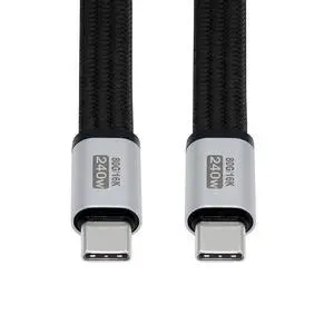 7.09 Inch USB C Short Flat Braided Cable,Support PD 240W/80Gbps/16K@30Hz Video/OTG Compatible with Thunderbolt3/4 with Magnetic 7.09 Inch USB C Short Flat Braided Cable,Support PD 240W/80Gbps/16K@30Hz Video/OTG Compatible with Thunderbolt3/4 with Magnetic