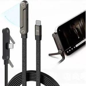 4.92FT USB C 2 in 1 Invisible Folding Stand Charging Cable,USB 2.0 Type C Male to Male PD 240W Fast Charging Braided Cable Compatible with iPhone 17 4.92FT USB C 2 in 1 Invisible Folding Stand Charging Cable,USB 2.0 Type C Male to Male PD 240W Fast Charging Braided Cable Compatible with iPhone 17